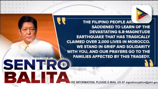 PBBM, nagpaabot ng pakikiramay sa mga biktima ng magnitude 6.8 na lindol sa Morocco