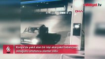 Akaryakıt tabancasını unuttu, söküp götürdü