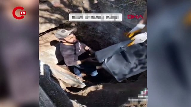 Mezarlıkta tepki çeken görüntüler...