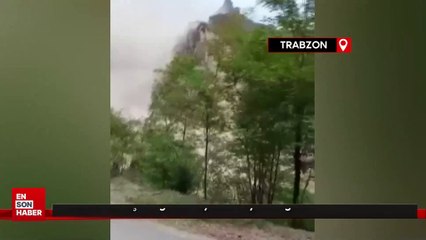 Trabzon'da taş ocağında heyelan meydana geldi