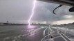 Lightning strikes water off New York City in dramatic footage from Coast Guard
