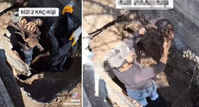 “Diyarbakır’da mezarlıkta tepki çeken görüntü! Kabirden çıkardığı kemikleri fırlattı” kilitlendi Diyarbakır’da mezarlıkta tepki çeken görüntü! Kabirden çıkardığı kemikleri fırlattı