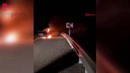 Seyir halindeki araç yandı