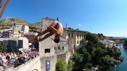 Wildcard Carlos Gimeno and Canada's Molly Carlson victorious in Mostar Cliff Diving event