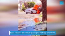 Susto y tensión por un auto que se prendió fuego en La Plata