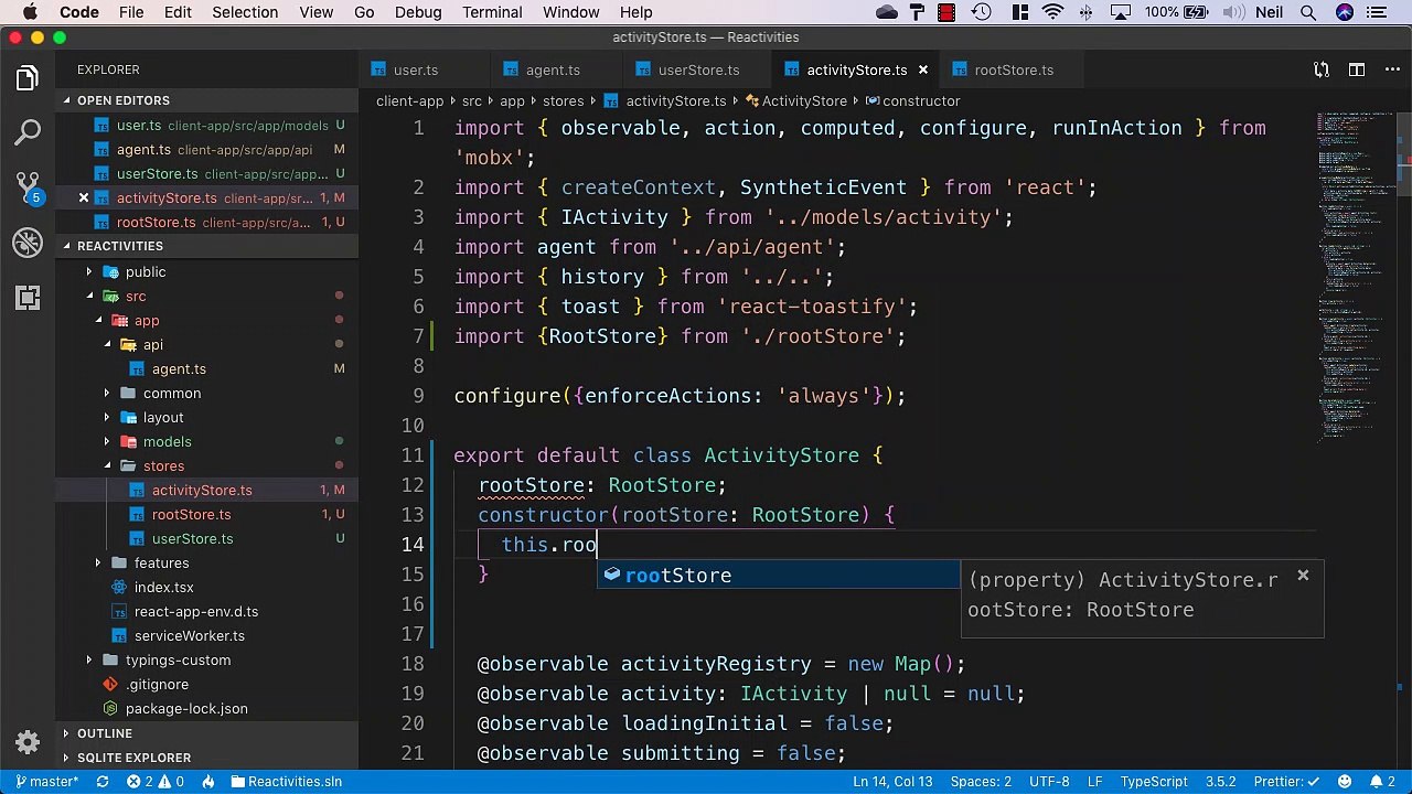 Client side login and register (Legacy) - Creating a MobX root store