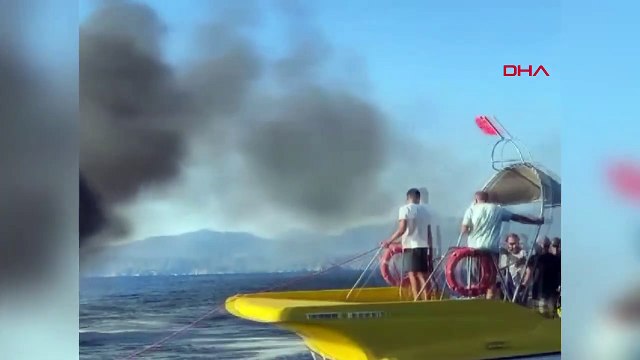 Fethiye'de 6 Metrelik Botta Çıkan Yangın Sahil Güvenlik ve Orman İşletme Müdürlüğü Tarafından Söndürüldü