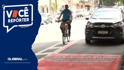 Entregador Gabriel Barros denuncia estacionamento irregular em ciclofaixa na Senador Lemos