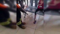 Ayağı banka sıkışan çocuğu itfaiye kurtardı