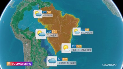 Previsão Brasil - Perigo: temporais com potencial de transtornos no Sul do BR