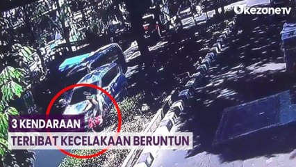 Kecelakaan Beruntun 3 Kendaraan Terekam CCTV di Pulogadung