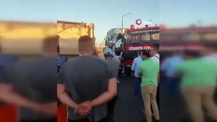 TEM'de zincirleme kaza: 3 tır birbirine girdi, 1 kişi yaralandı