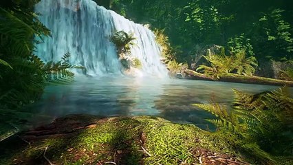 1 Hour Relaxing Waterfall and Calming Piano Music - Sleep Music, Meditation,  Focusing on Study