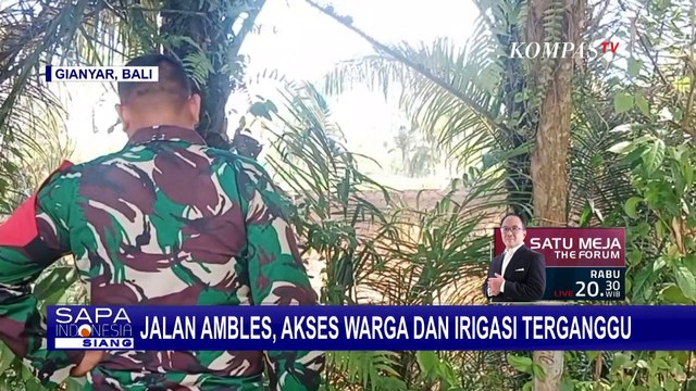 Jalan di Gianyar Ambles, Akses Warga dan Irigasi Terganggu