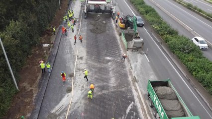 Vue aérienne du chantier de la E411 à Daussoulx