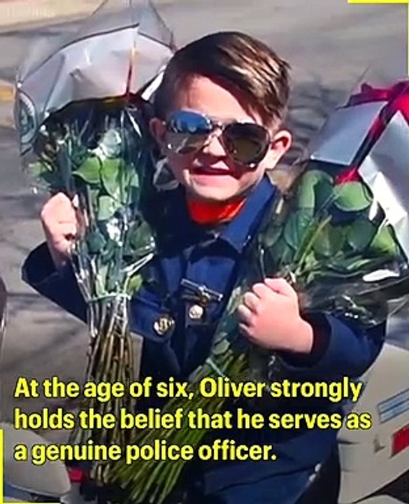 Child 'Police Officer' Spreads Love At Nursing Homes With Hugs & Flowers
