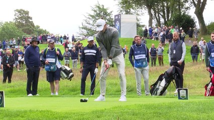 Gareth Bale tees up alongside Rory McIlroy at Wentworth
