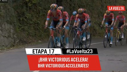 BHR Victorious accelerates 1.7 km from the summit of Alto del Cordal! - Stage 17 - La Vuelta 2023