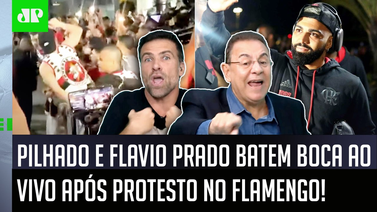 TRETA FORTE AO VIVO! "VOCÊ É UM CAG@O! Os jogadores do Flamengo..." Pilhado e Flavio Prado DISCUTEM!