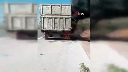 Ekiplerin hızlı müdahalesi tırı yanmaktan kurtardı
