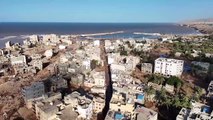 Geçmiş olsun Libya... Libya'da selin vurduğu Derne kenti havadan böyle görüntülendi