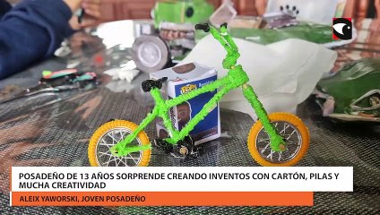 Posadas | Con 13 años, el joven Aleix diseña inventos con cartón, pilas y gran creatividad