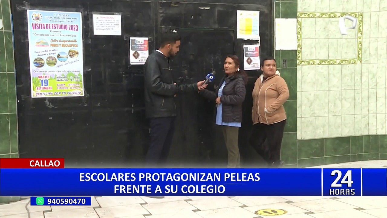 Callao: escolares se agarran a golpes en puerta de su colegio