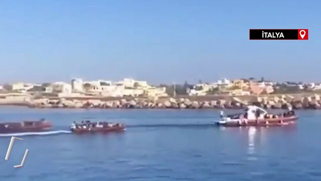 İtalya'nın Lampedusa Adası'nda göçmen yoğunluğu