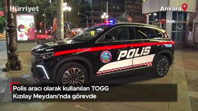 Polis aracı olarak kullanılan TOGG Kızılay Meydanı'nda