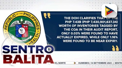 DOH, may paglilinaw hinggil sa report ng COA kaugnay sa mga umano’y expired at hindi nagamit na gamot