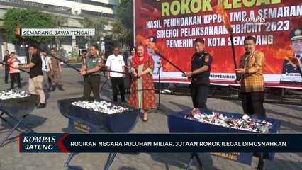 Rugikan Negara Puluhan Miliar, Jutaan Rokok Ilegal di Semarang Dimusnahkan