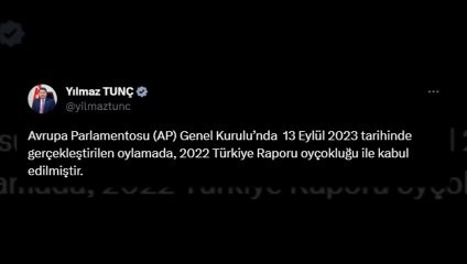 Adalet Bakanı Tunç'tan, AP'nin skandal Türkiye raporuna tepki: Gerçeklerden uzak, tek yanlı hazırlanmış