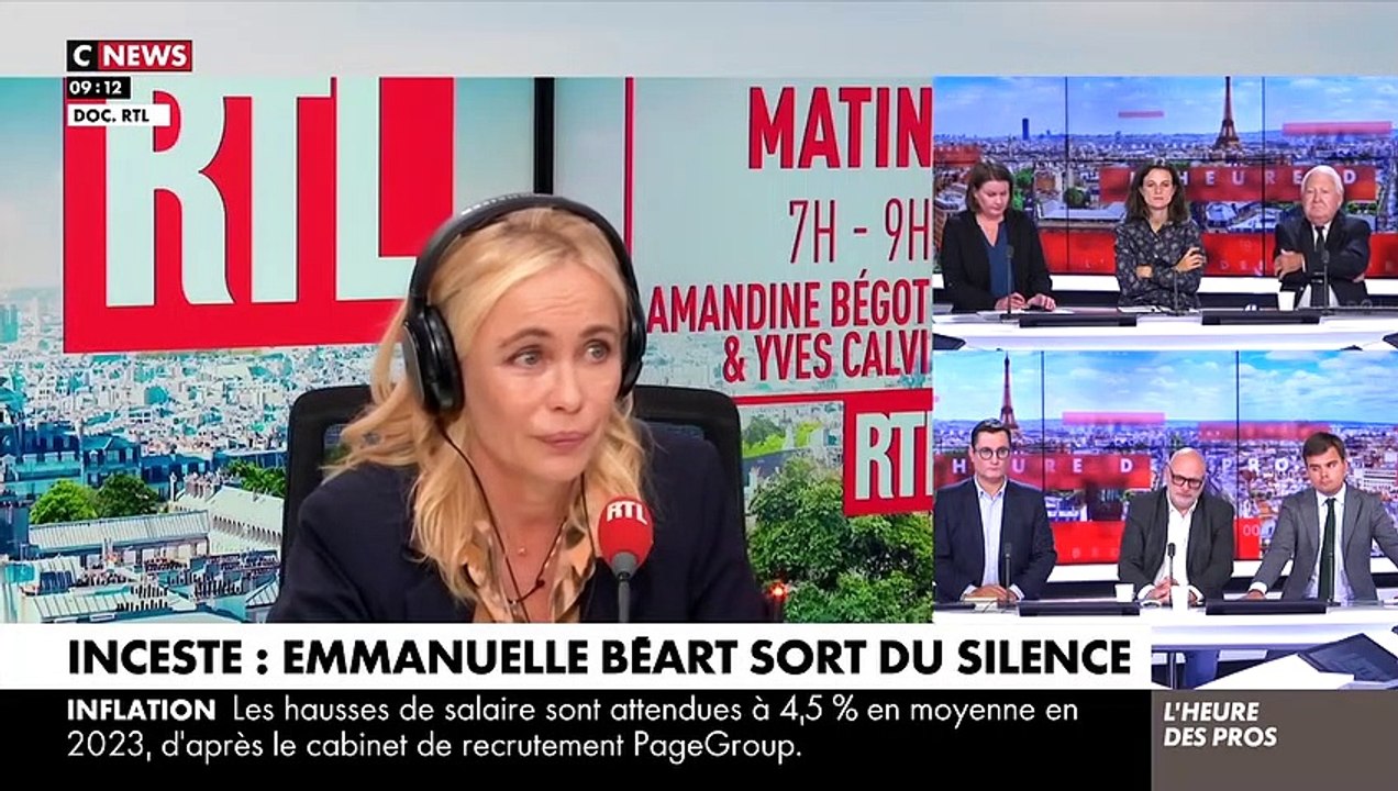 Extrait de l'émission "L'heure des pros" sur CNEWS : Pascal Praud "devine" qui a pu être l'auteur des actes d'inceste dénoncés par Emmanuelle Béart