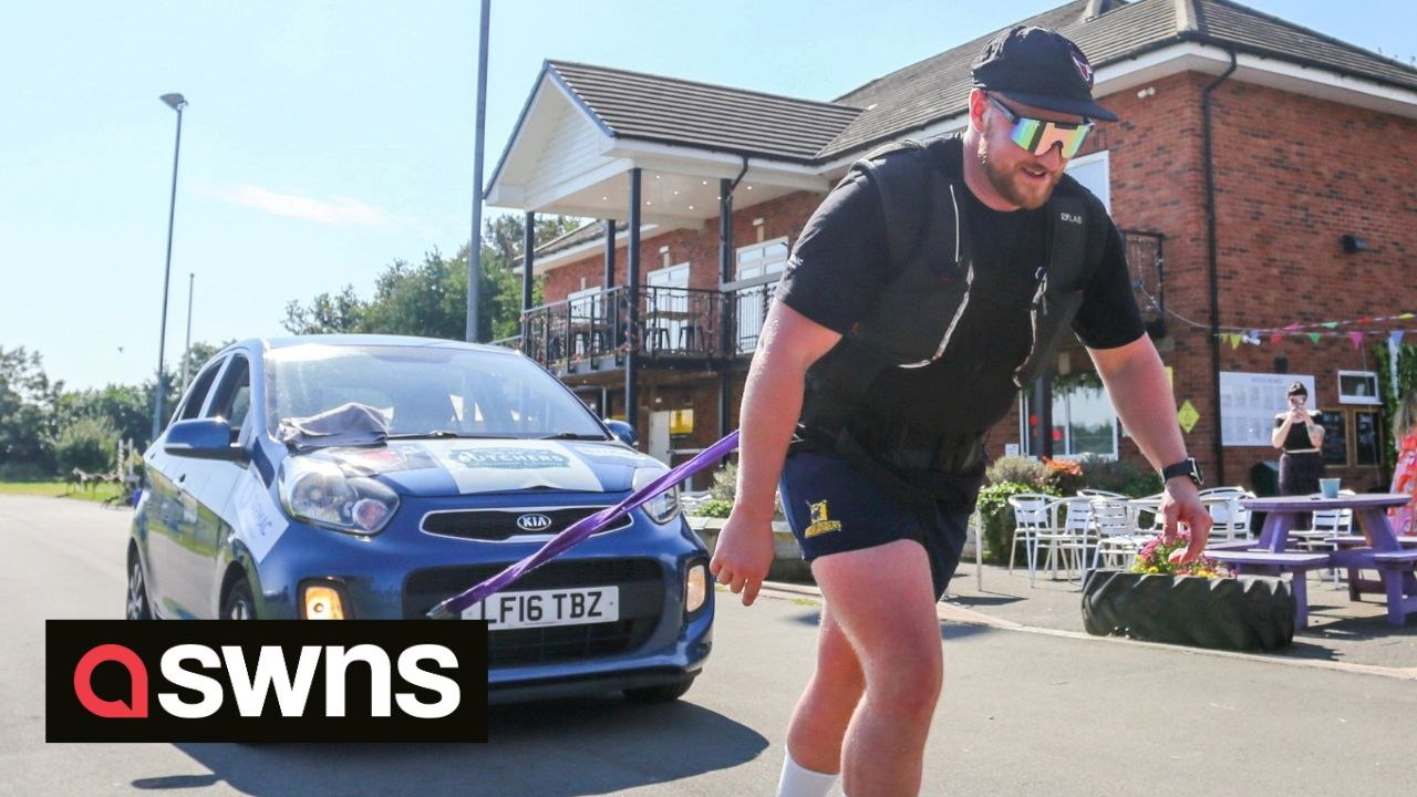 Former soldier drags himself into the record books by pulling a car 36 MILES