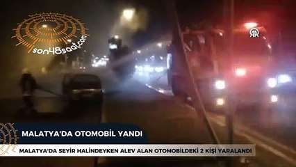 Seyir halindeki otomobil alev aldı, 2 kişi yaralandı