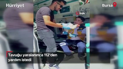 Tavuğu yaralandı 112'den yardım istedi