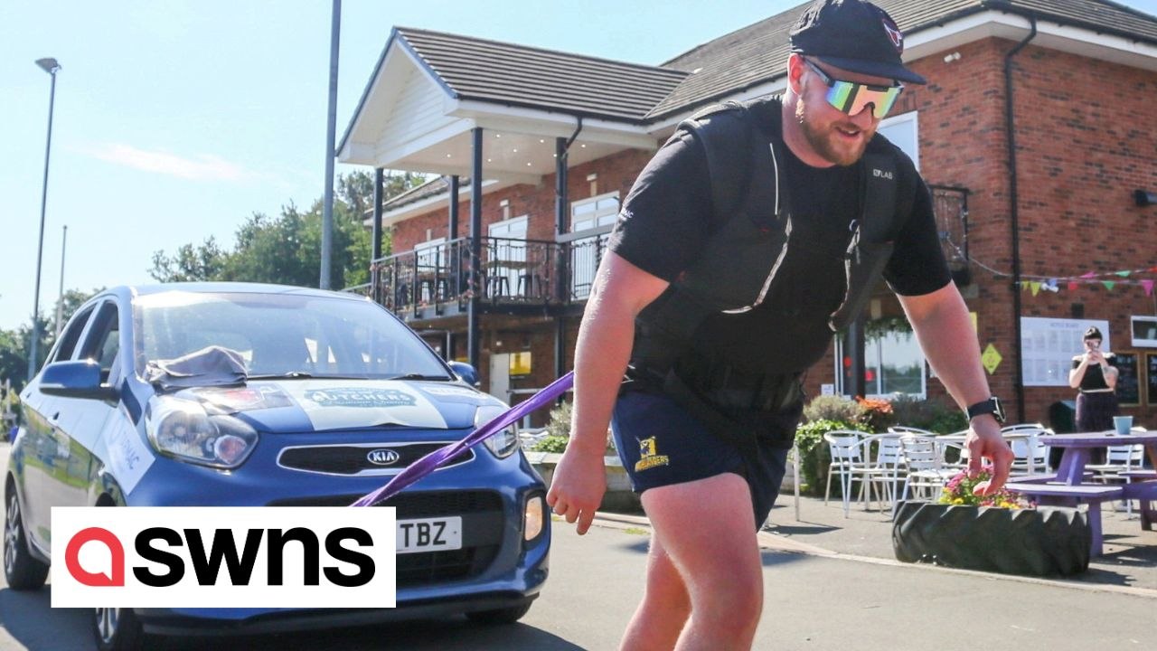 Former soldier drags himself into the record books for pulling a car 36 MILES