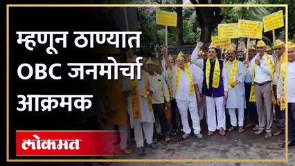 ठाण्यातील  जिल्हाधिकारी कार्यालयाबाहेर   OBC जनमोर्चाची घोषणाबाजी