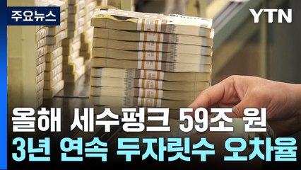 올해 세수 부족 59조...3연 연속 두자릿수 오차율 / YTN