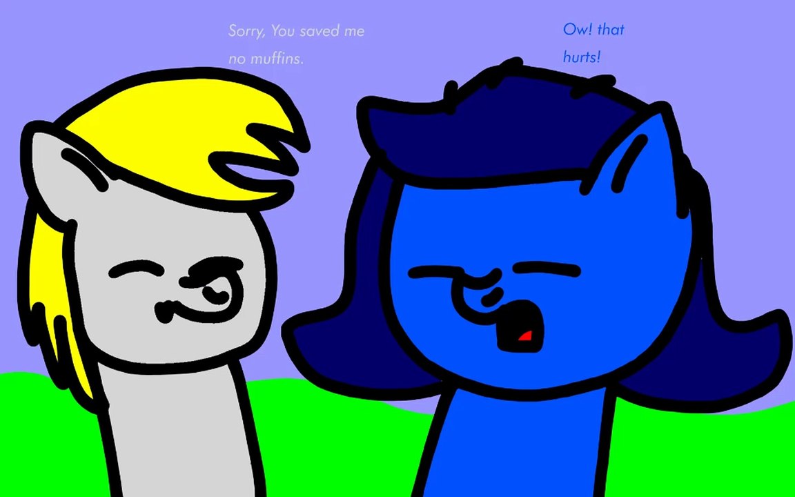 Derpy is happy because Silver Crescent has pain
