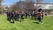 Scots School Pipe Band performing at QEII Square in Albury