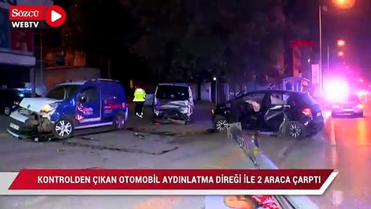 Otomobil aydınlatma direğine çarptı, aydınlatma...