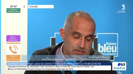 Uniforme à l'école : réaction sur France Bleu Belfort-Montbéliard