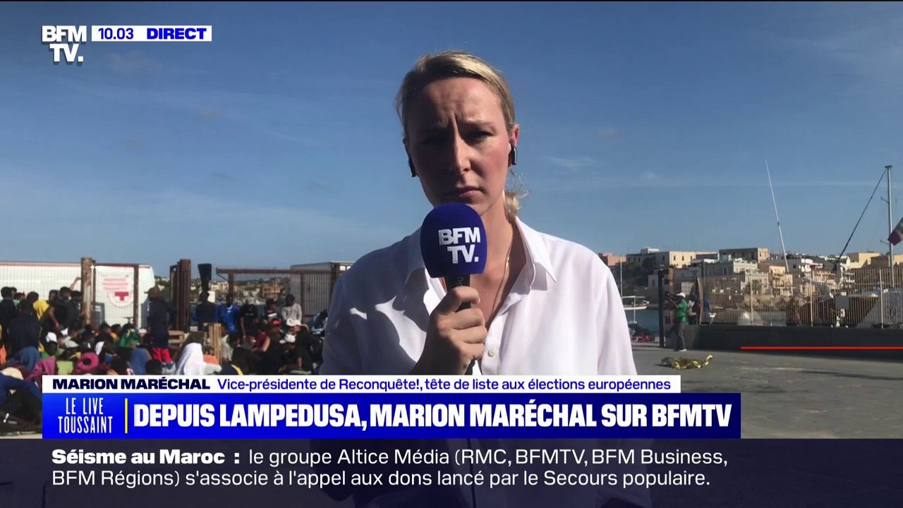 Immigration: depuis Lampedusa, Marion Maréchal estime que le gouvernement italien est "abandonné" par l'UE