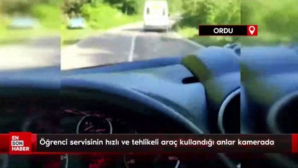 Ordu'da öğrenci servisinin hızlı ve tehlikeli araç kullandığı anlar kamerada