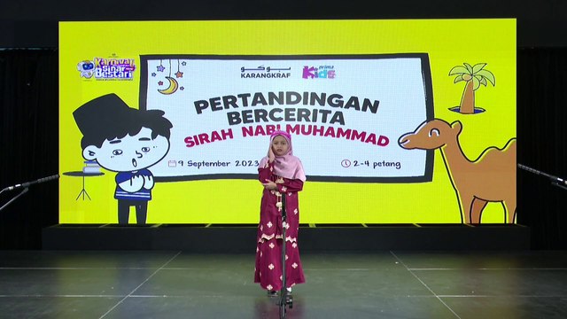Johan Pertandingan Bercerita Sirah Nabi Muhammad Sempena Karnival Pendidikan Sinar Bestari 2023, Nur Sofia Afiqah Binti Mohd Khairil dari Sekolah Kebangsaan Pelabuhan Klang, Selangor.