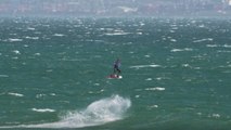 Kevin Langeree, Daredevil kite-surfer from The Netherlands, does a big kite loop