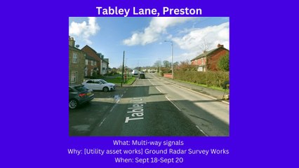 Preston roadworks starting Sept 18 - Sept 24