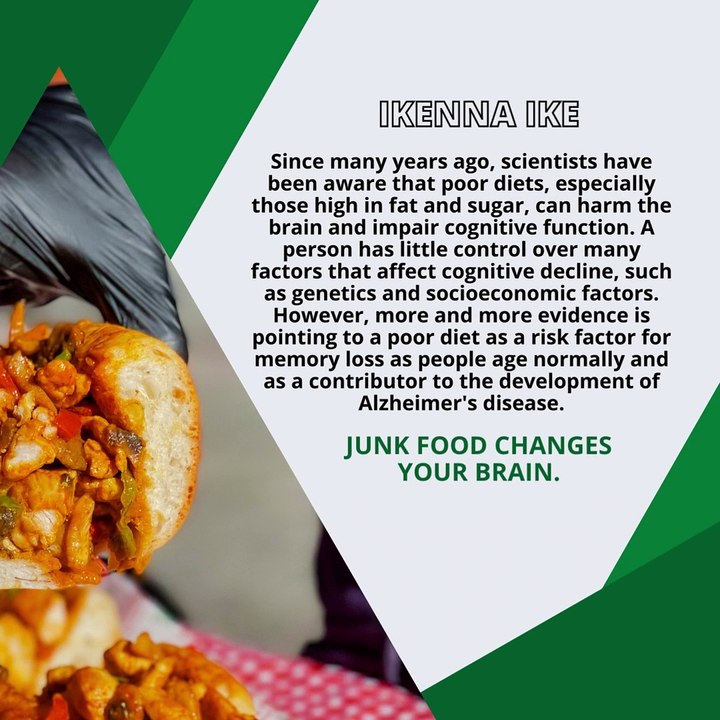 | IKENNA IKE | JUNK FOOD CHANGES YOUR BRAIN: WHAT NEUROLOGISTS HAVE FOUND? (PART 1) (@IKENNAIKE)