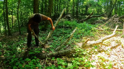 2 Days BUSHCRAFT Solo CAMPING, Building Survival SHELT ER- Bull Testicles Cooking - Diy Crafts